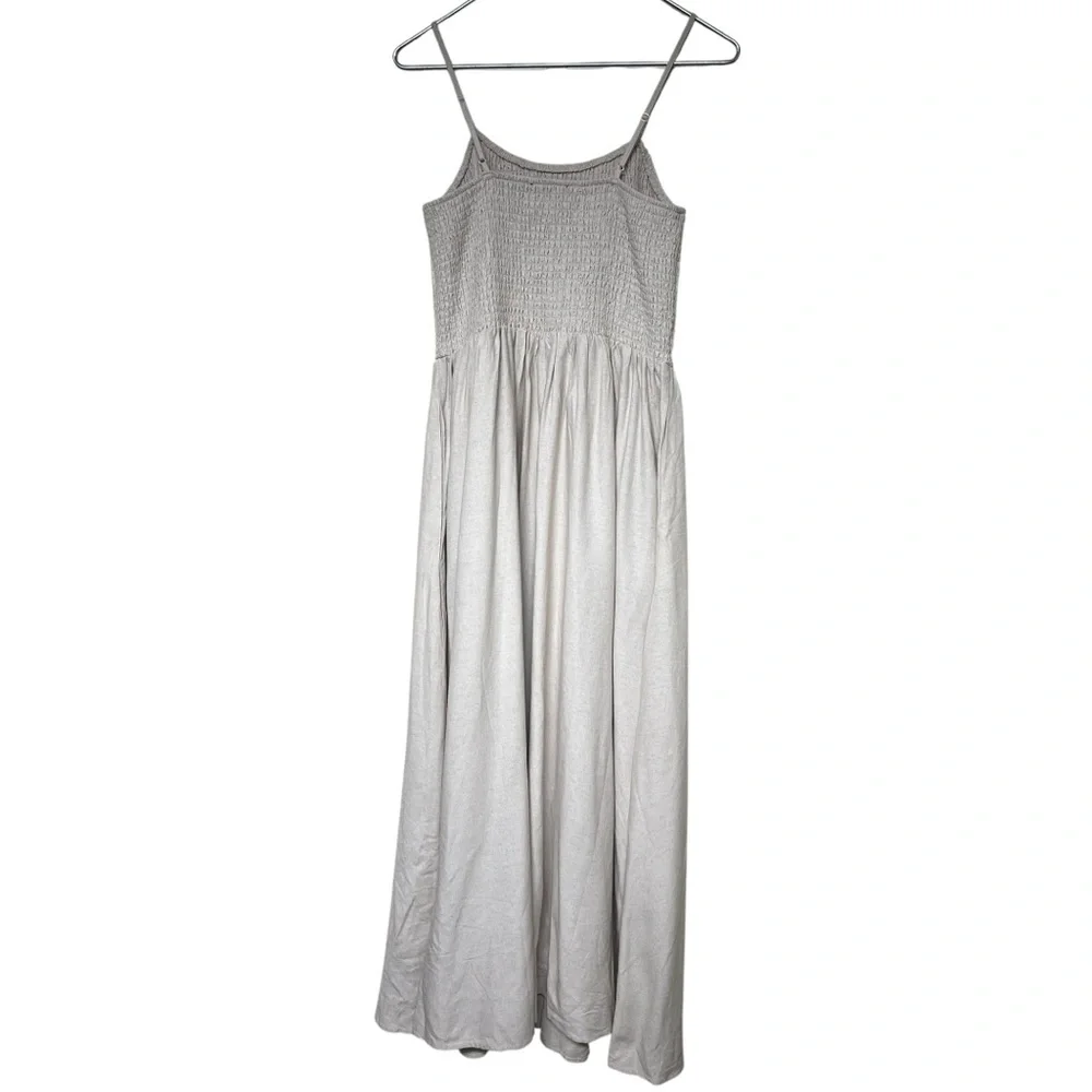 Rachel Zoe tan rayon linen blend smocked v waist spaghetti strap maxi dress - Picture 2 of 13